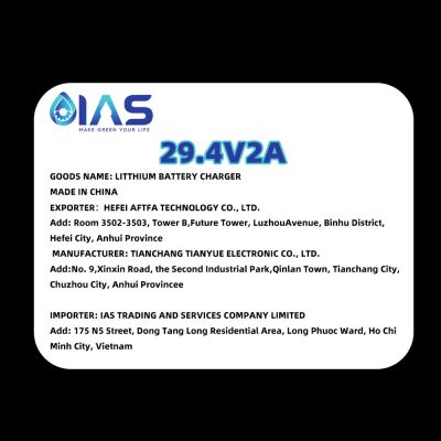 Sạc Lithium 29.4V-2A thương hiệu IAS hệ 7S NCM hoặc 8S LFP