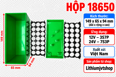 Hộp nhựa chữ nhật xanh 150x100x65-Hộp Bình Phun Thuốc (VN) -3S7P hoặc 7S3P-18650