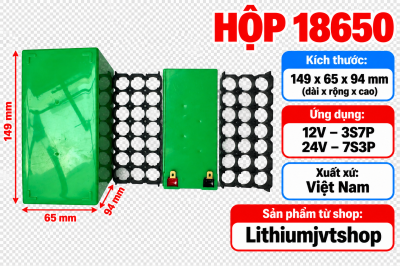 Hộp nhựa chữ nhật xanh 150x100x65-Hộp Bình Phun Thuốc (VN) -3S7P hoặc 7S3P-18650