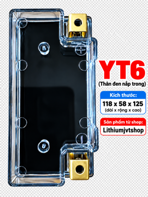 Hộp YT6: Hộp nhựa chữ nhật YT6 thân đen nắp trong cọc vuông