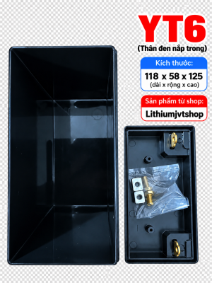 Hộp YT6: Hộp nhựa chữ nhật YT6 thân đen nắp đen cọc vuông