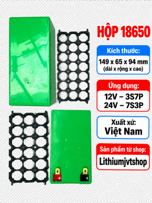 Hộp nhựa chữ nhật xanh 150x100x65-Hộp Bình Phun Thuốc (VN) -3S7P hoặc 7S3P-18650