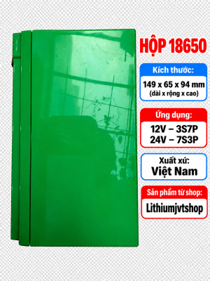 Hộp nhựa chữ nhật xanh 150x100x65-Hộp Bình Phun Thuốc (VN) -3S7P hoặc 7S3P-18650