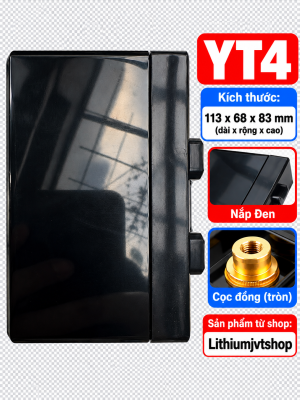 Hộp nhựa chữ nhật YT4 thân đen nắp đen cọc tròn