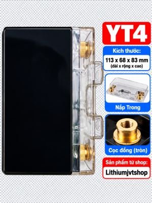 Hộp nhựa chữ nhật YT4 thân đen nắp trong cọc tròn