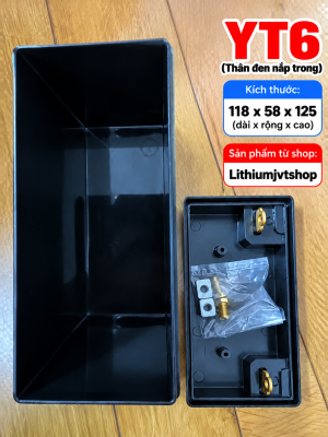 Hộp YT6: Hộp nhựa chữ nhật YT6 thân đen nắp đen cọc vuông