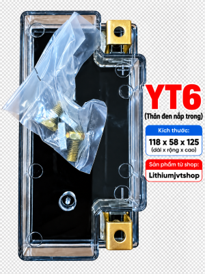 Hộp YT6: Hộp nhựa chữ nhật YT6 thân đen nắp trong cọc vuông