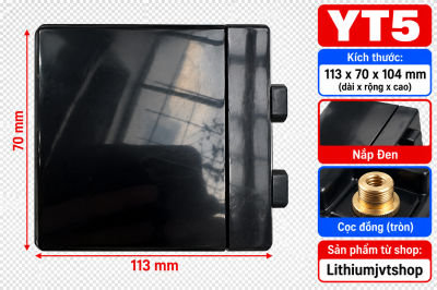 Hộp nhựa chữ nhật YT5 thân đen nắp đen cọc tròn