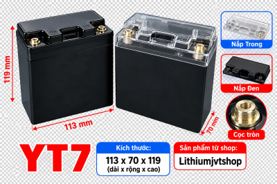 Hộp nhựa chữ nhật YT7 thân đen nắp đen cọc tròn