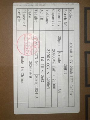  Pin động lực 40140, Dung lượng: 20Ah, LFP